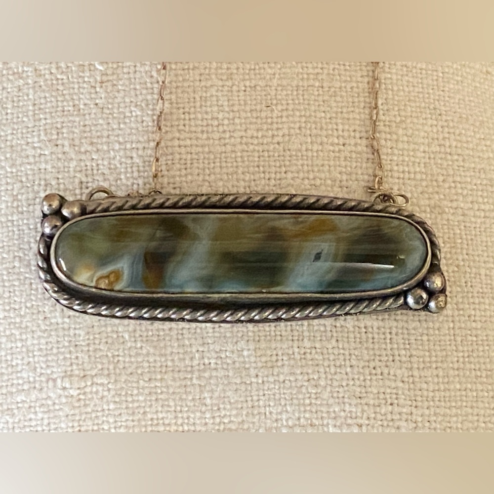 Frogskin Jasper Sterling Bar Necklace